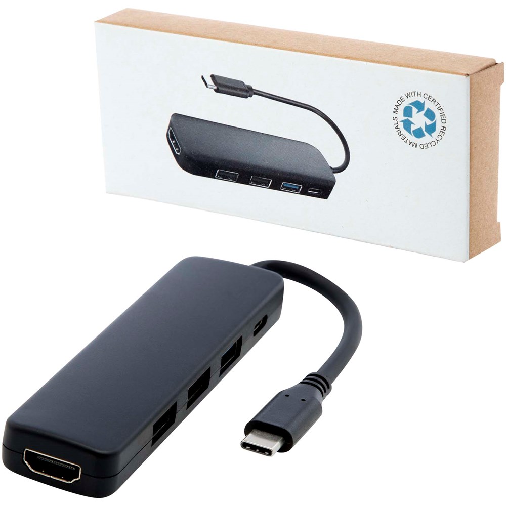 Loop Multimedia-Adapter aus recyceltem RCS Kunststoff USB 2.0-3.0 mit HDMI-Anschluss