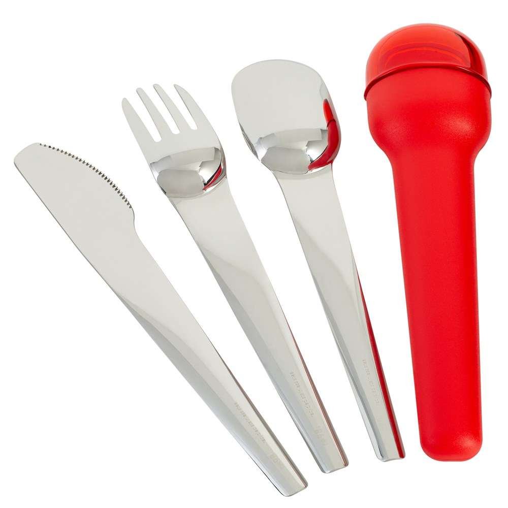 Besteckset RE98-CUTLA - rot, silber / rot
