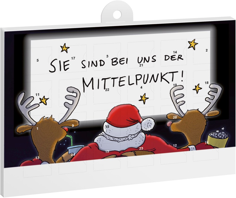 A5-Schoko-Adventskalender mit Werbeeindruck - Im Mittelpunkt